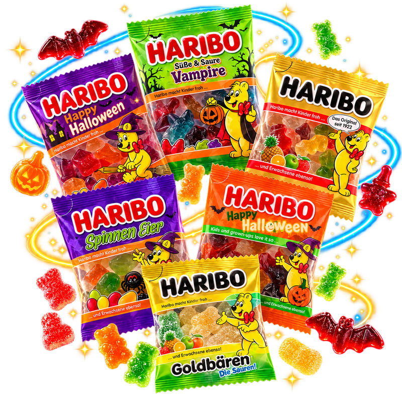 Bunte Halloween-Süssigkeiten für das Süsses-oder-Saures-Päckli